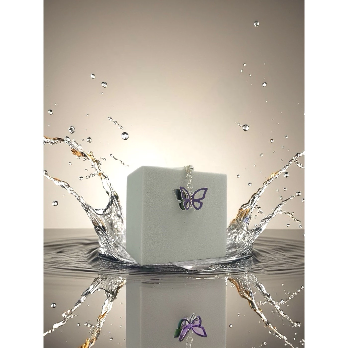 Orecchino Farfalla Lilla Argentato