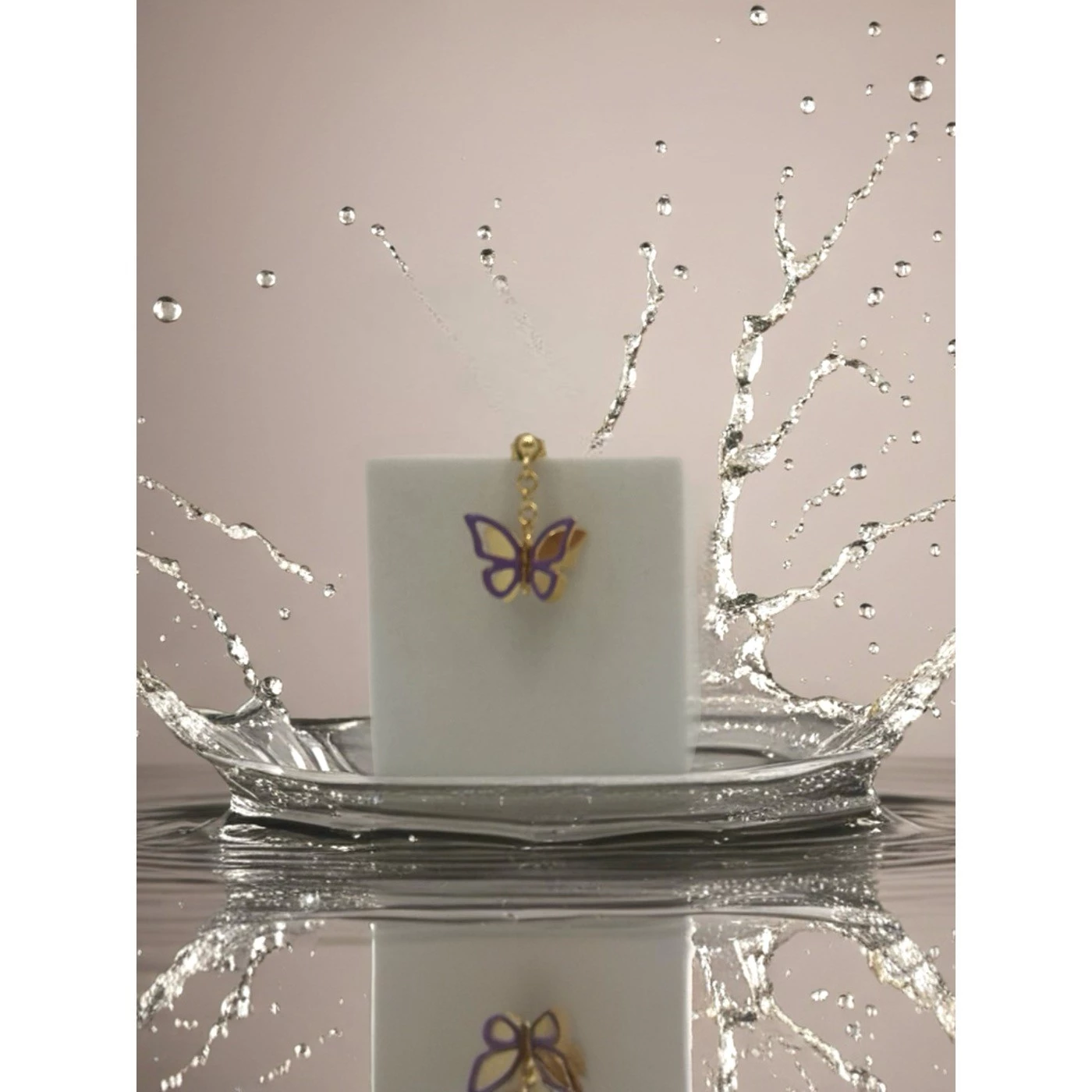 Orecchino Farfalla Lilla Placcato Oro GIallo