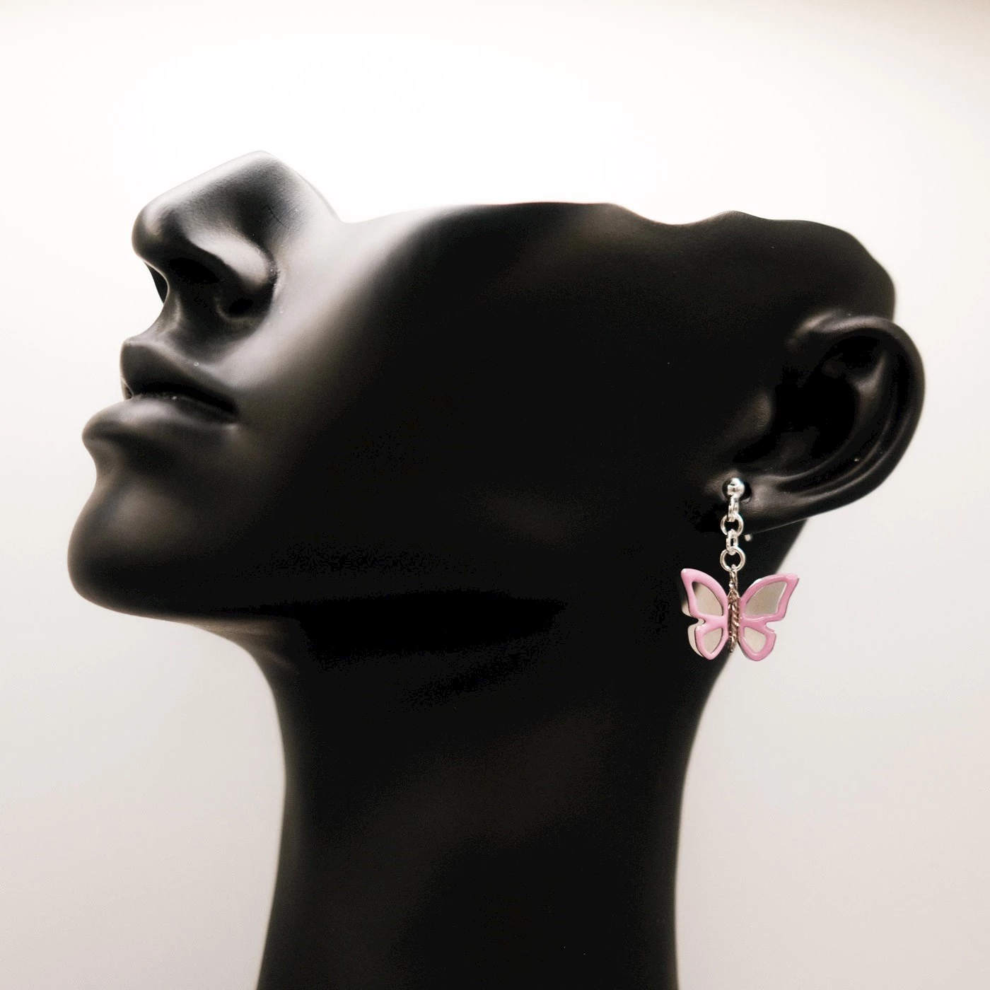 Orecchino Farfalla Rosa Argentato