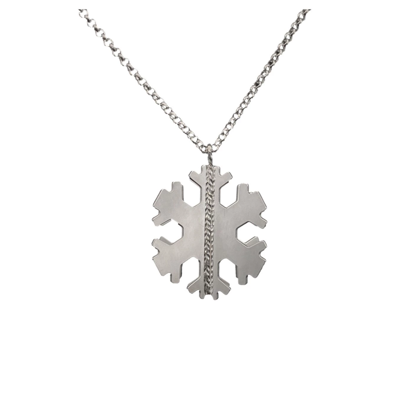 Collana 3D Fiocco di Neve Argentato