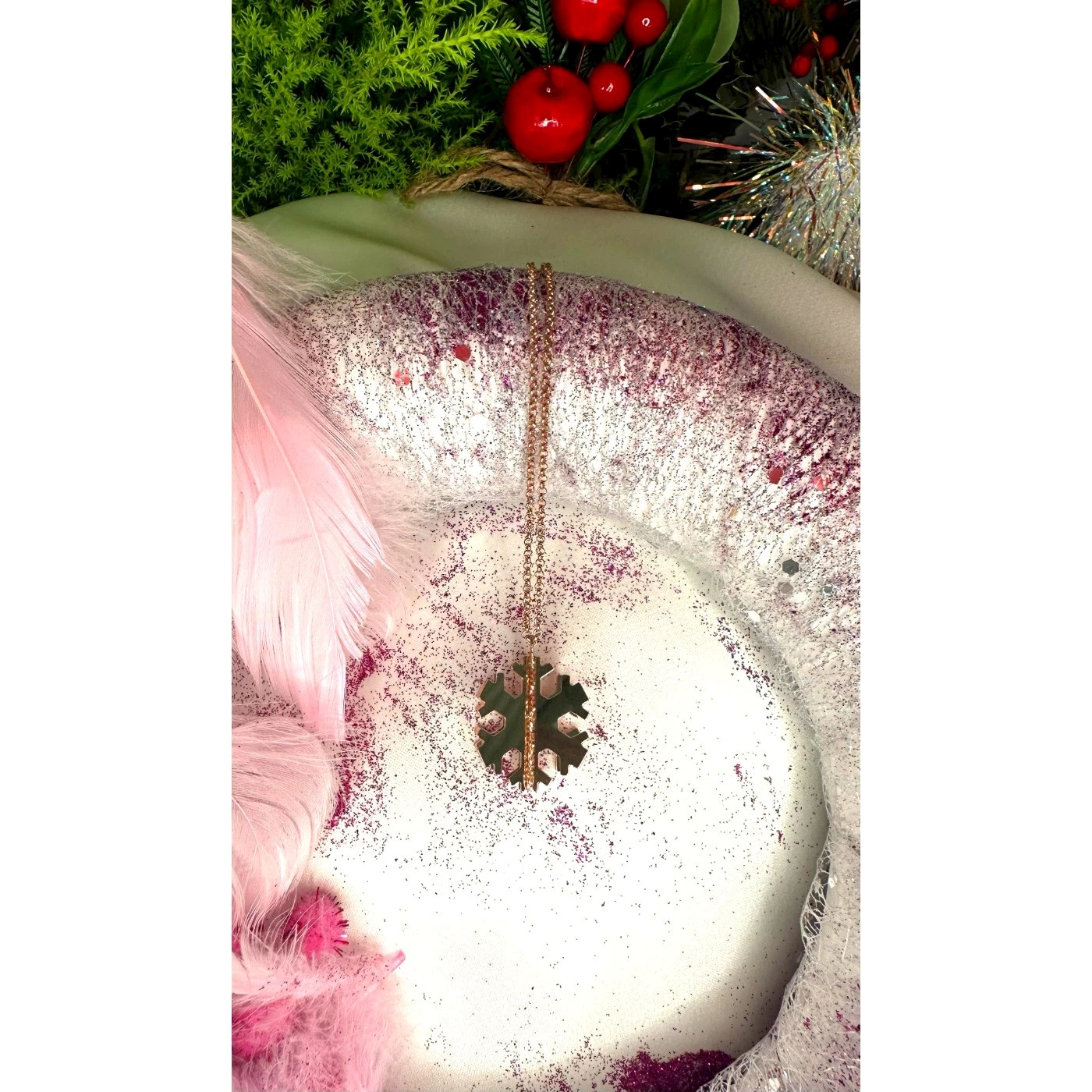 Collana 3D Fiocco Placcato Oro Rosa