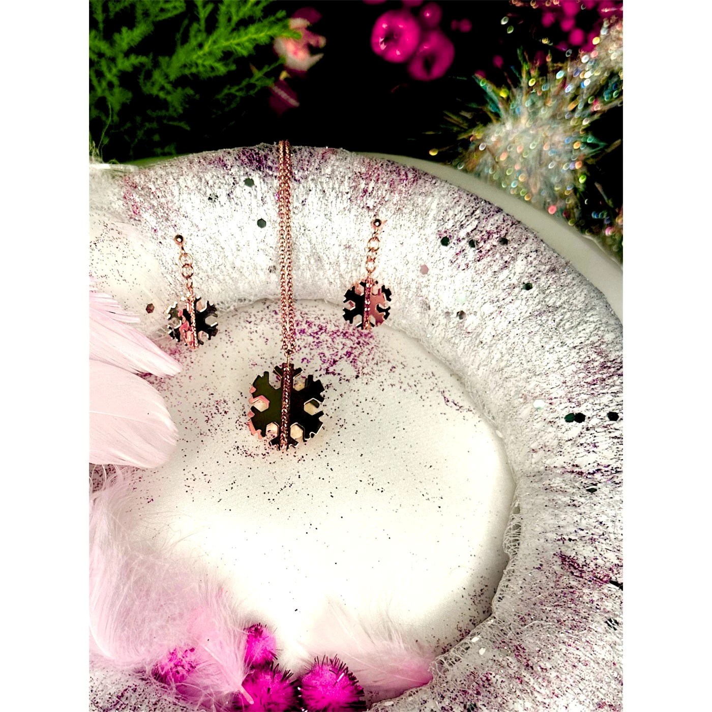 Collana 3D Fiocco Placcato Oro Rosa