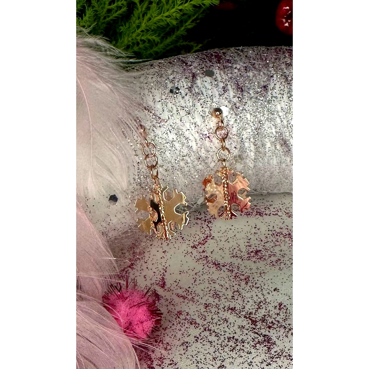 Orecchino 3D Fiocco  Placcato Oro Rosa