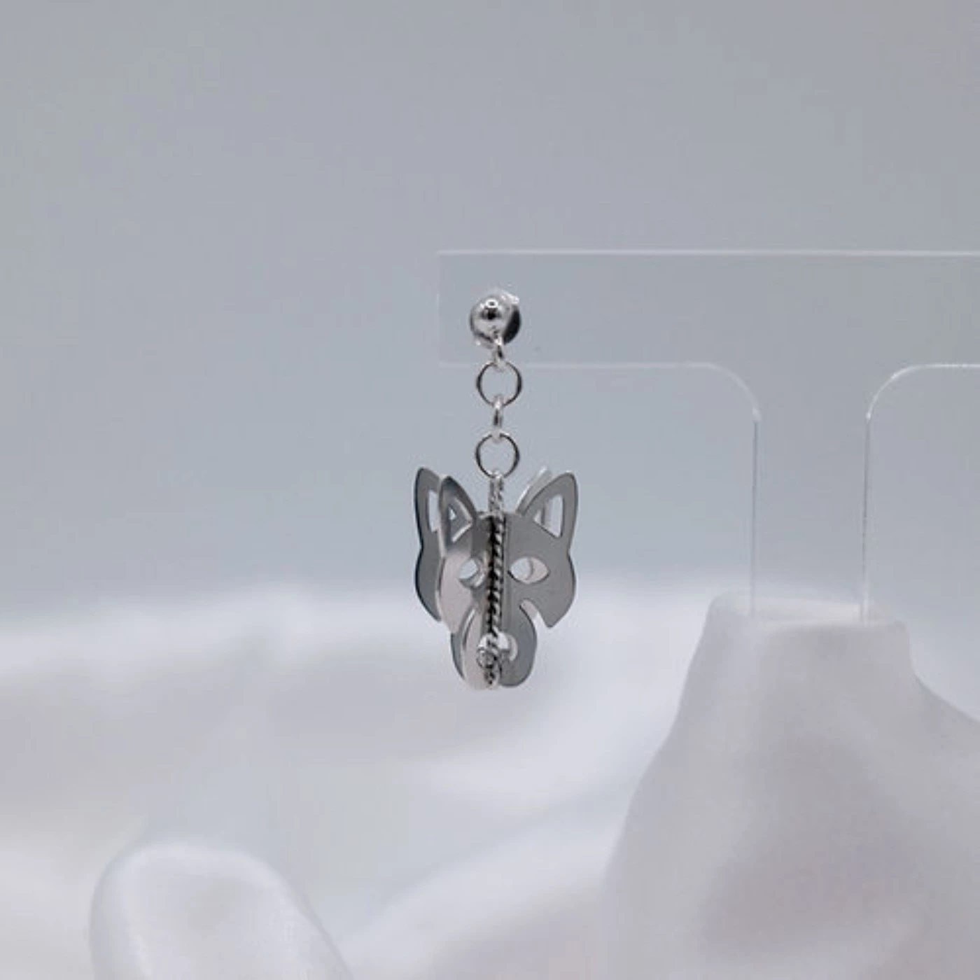 Orecchino 3D Lupo Argentato