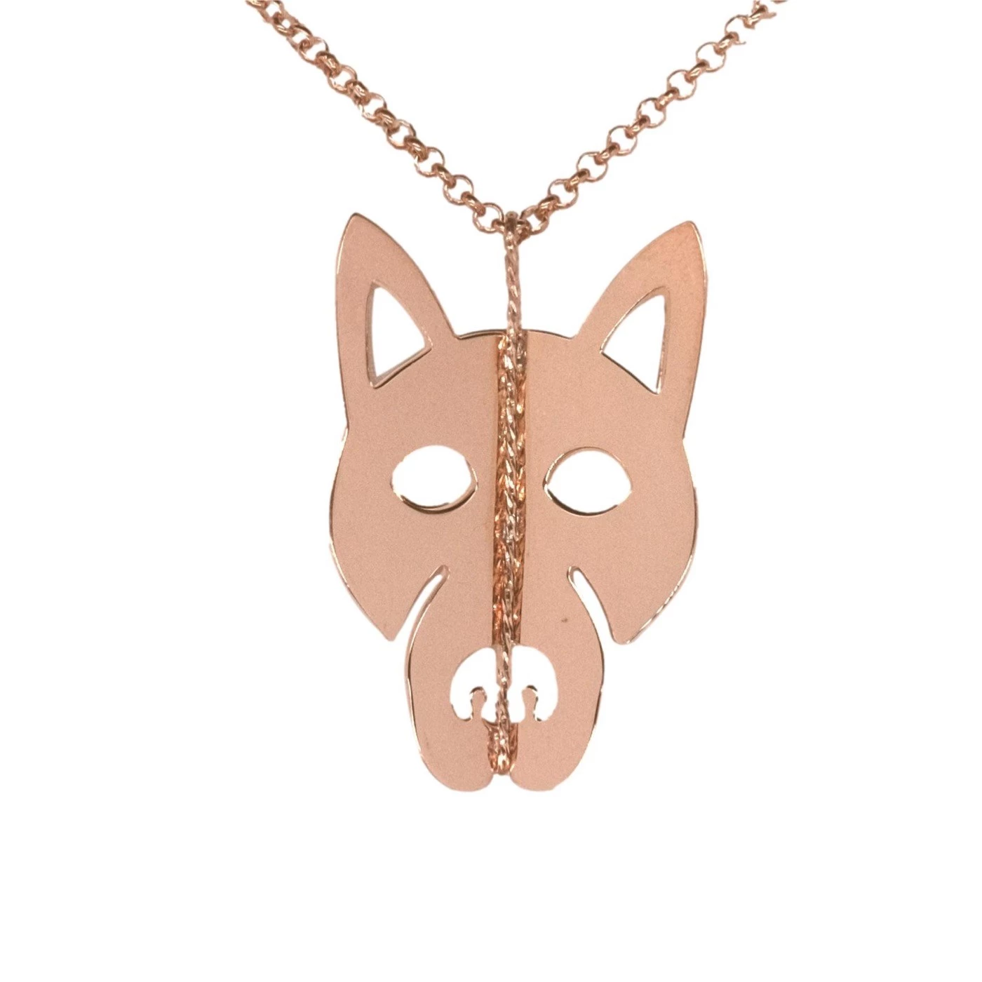 Collana 3D Lupo Placcato Oro Rosa