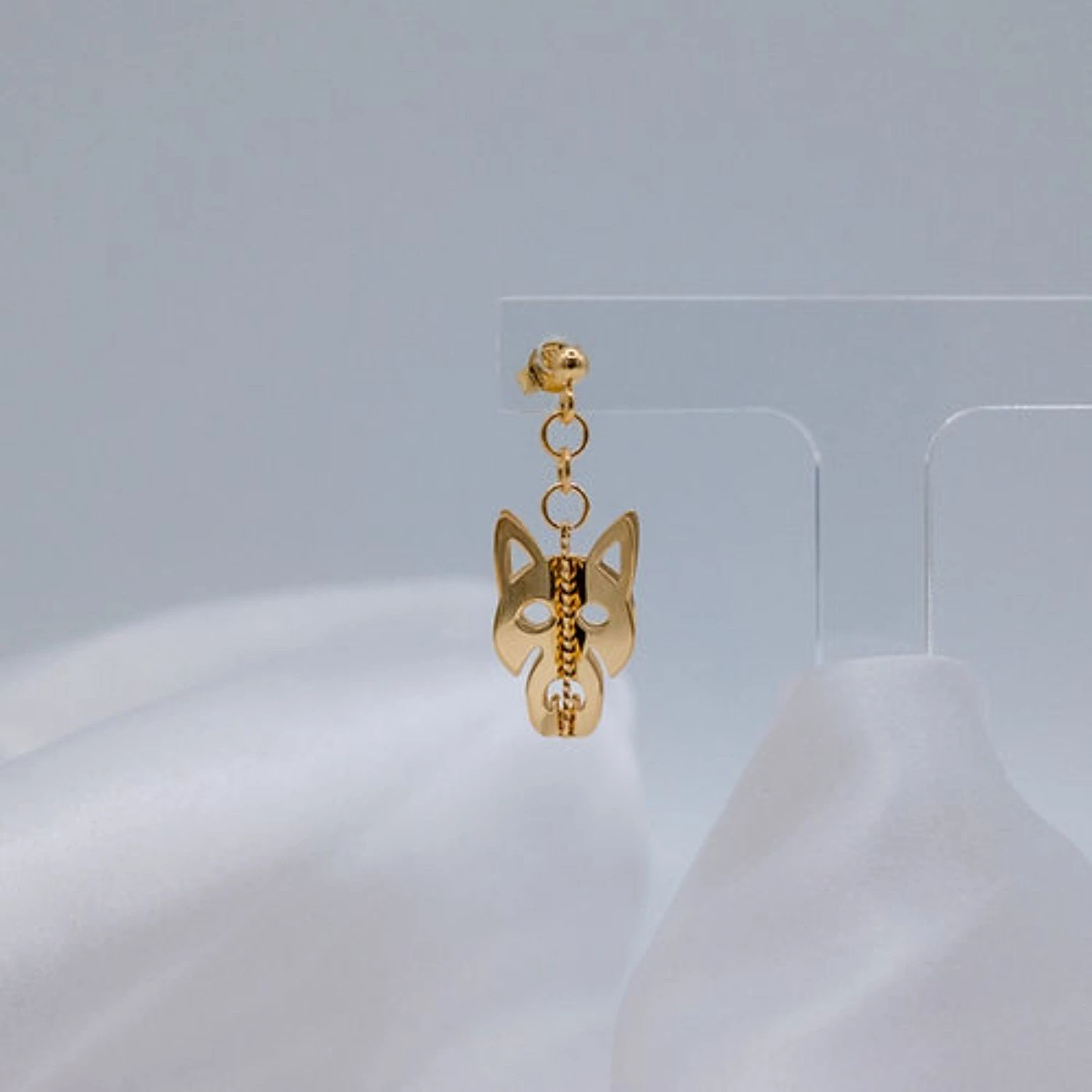 Orecchino 3D Lupo Placcato Oro Giallo