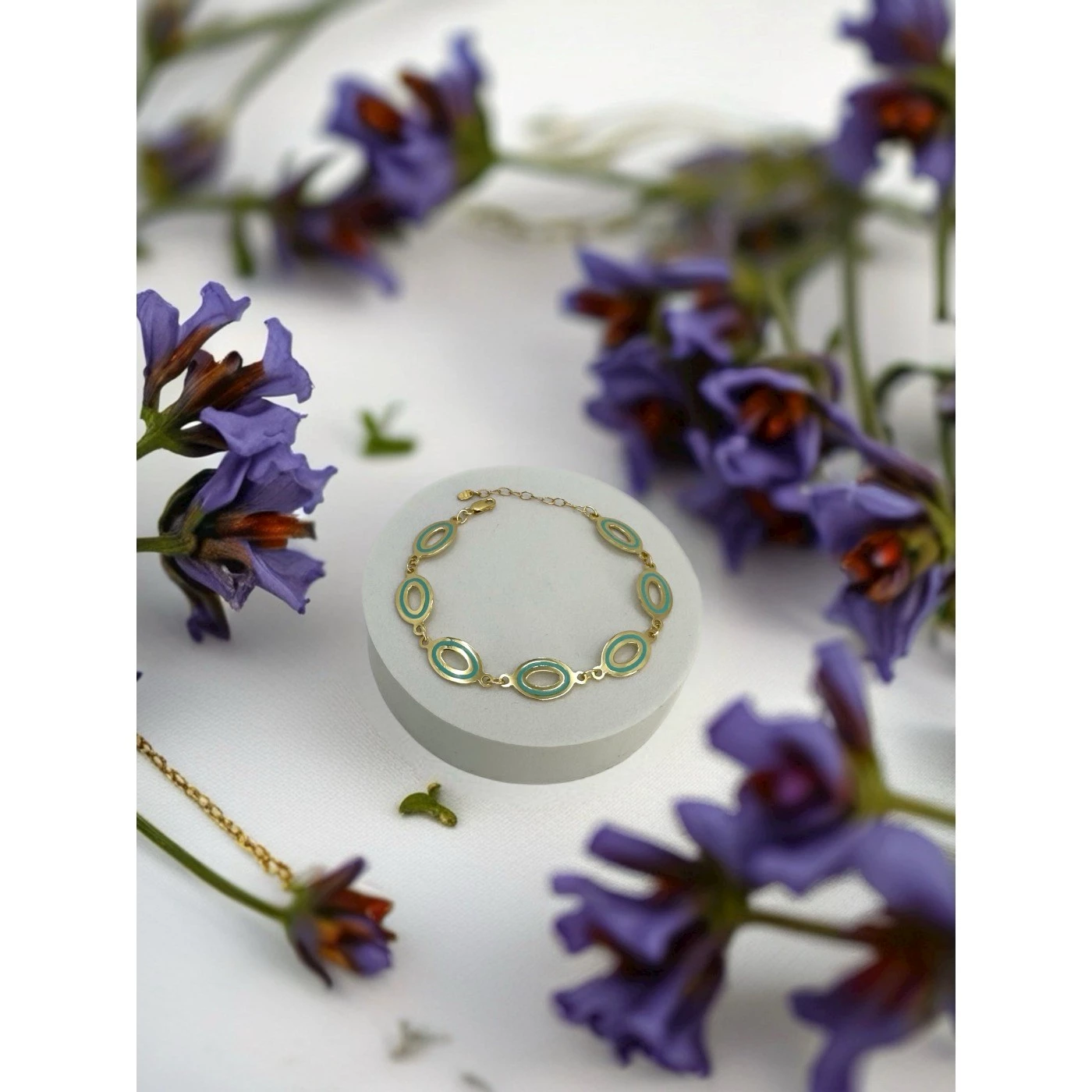 Bracciale Ovale Acquamarina Dorato