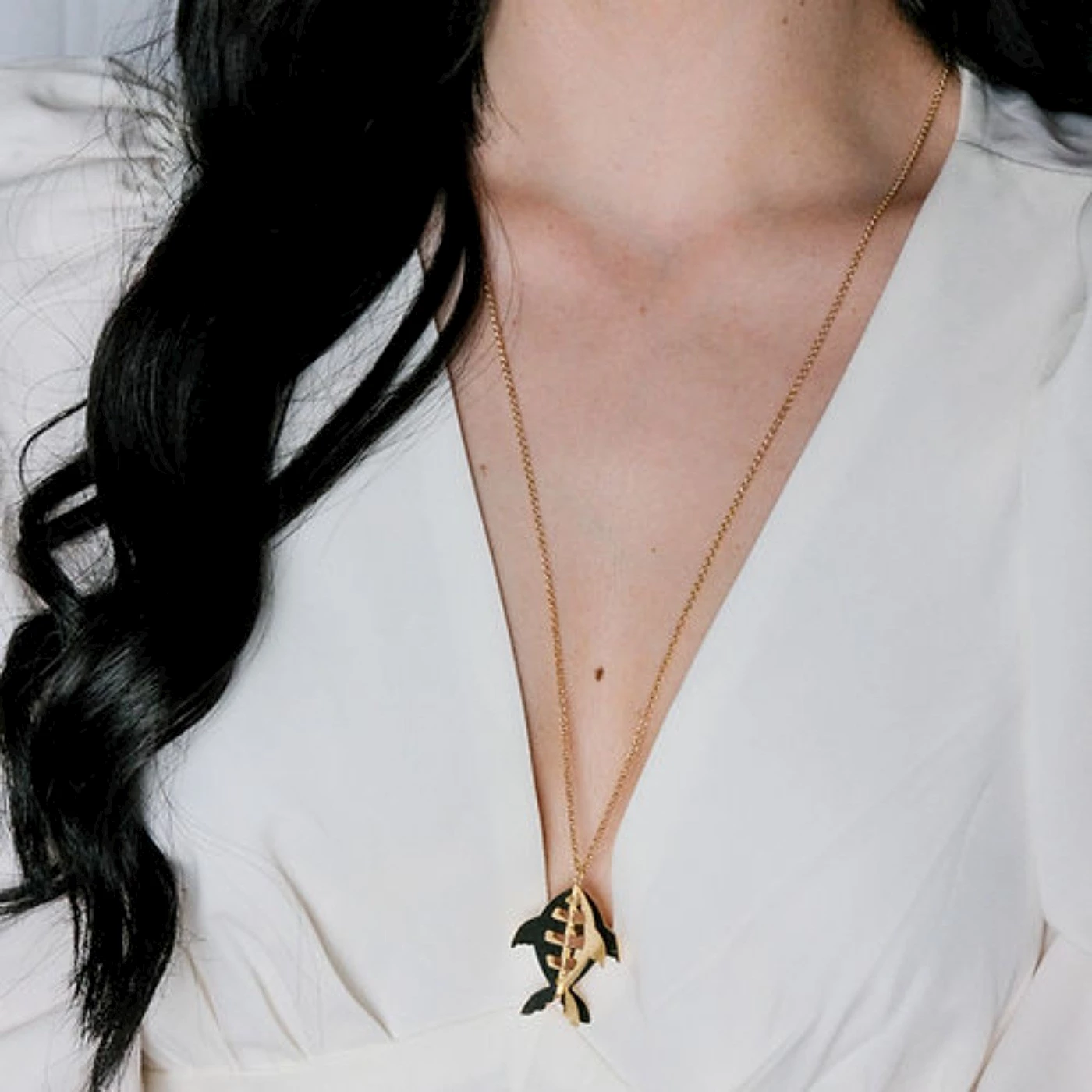 Collana 3D Pesce Placcato Oro Giallo