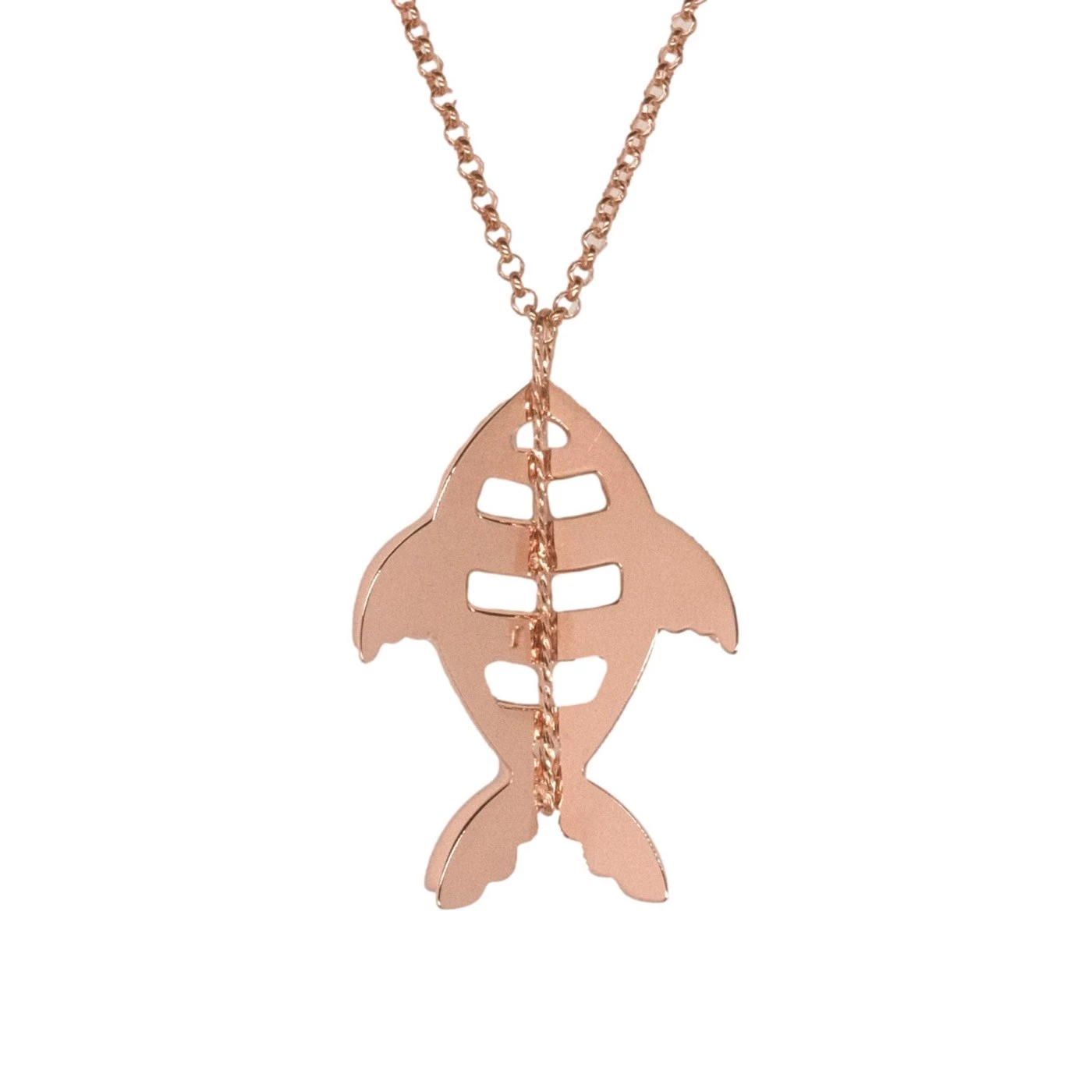 Collana 3D Pesce Placcato Oro Rosa