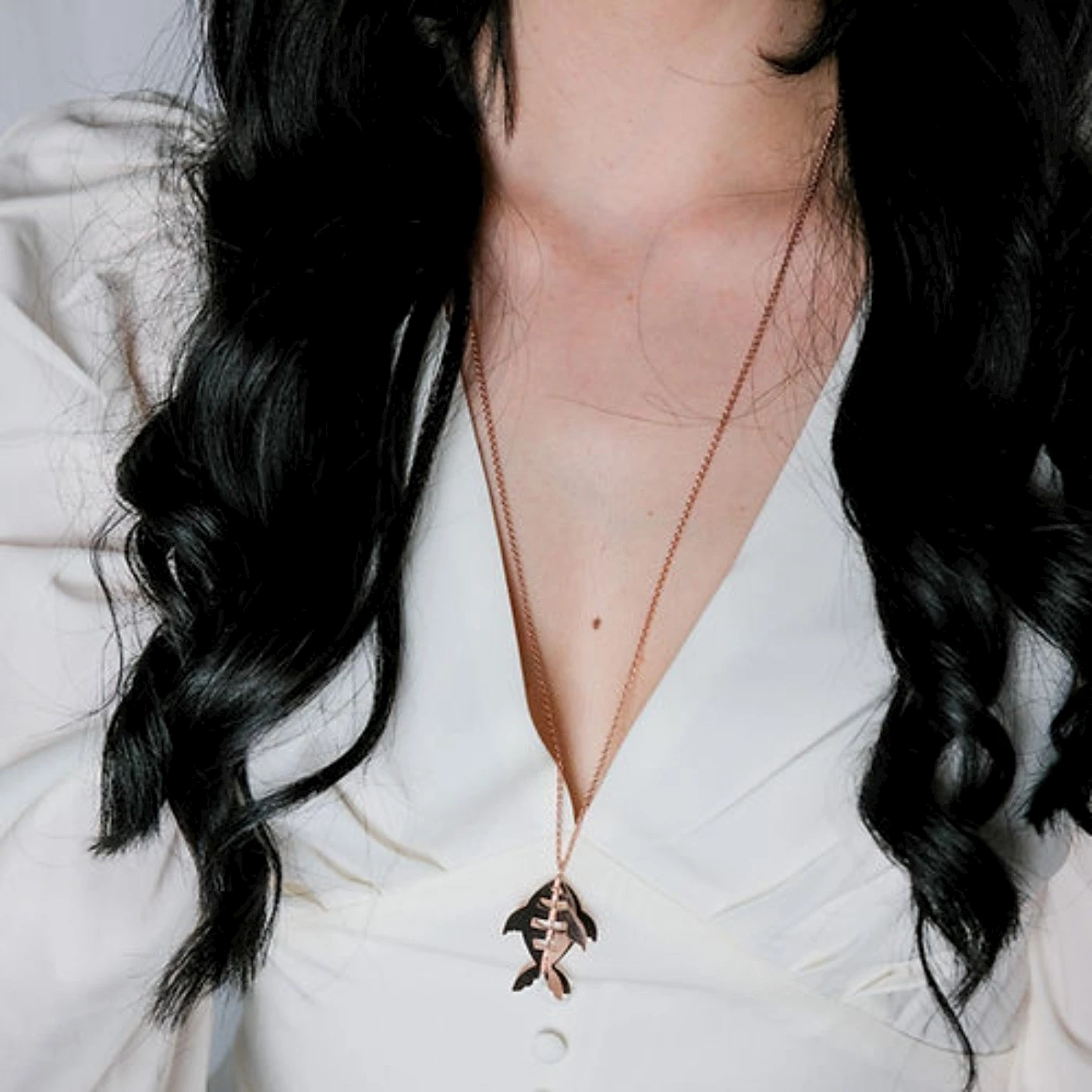 Collana 3D Pesce Placcato Oro Rosa