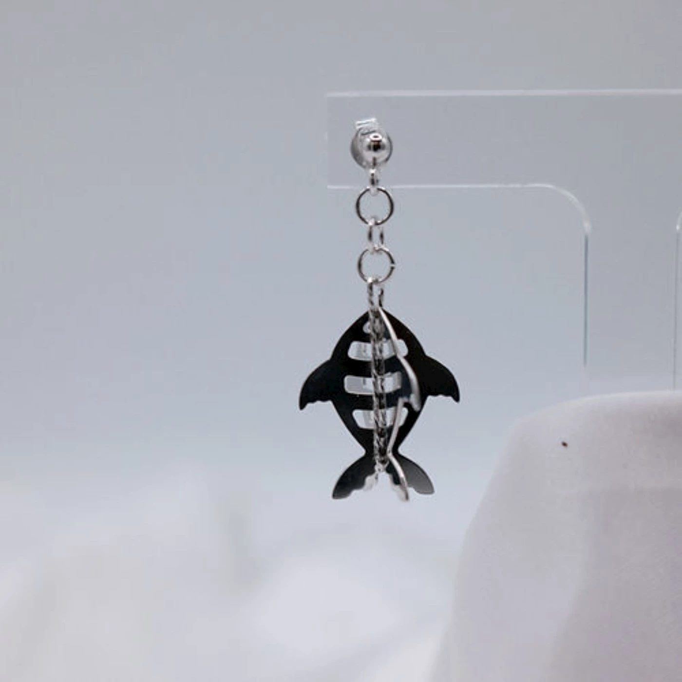 Orecchino 3D Pesce Argentato