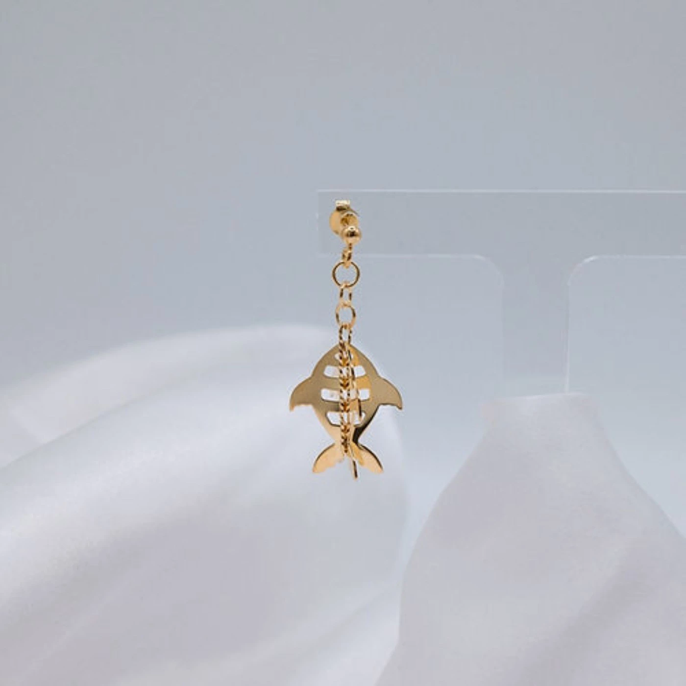 Orecchino 3D Pesce  Placcato Oro Giallo