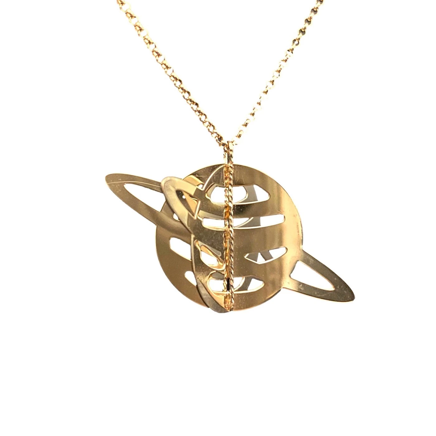 Collana 3D Pianeta Placcato Oro Giallo