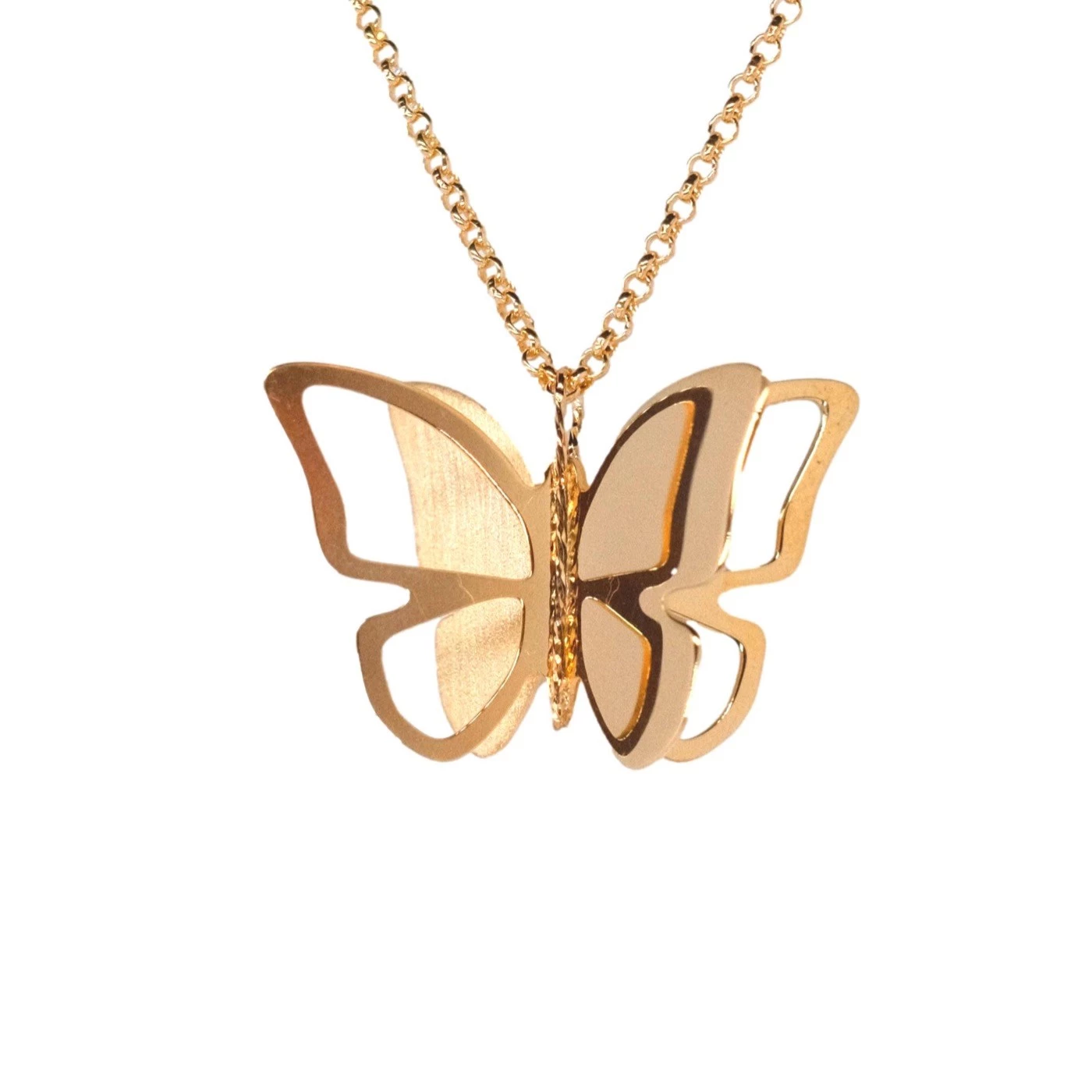 Collana 3D Farfalla satinata Placcato Oro Giallo