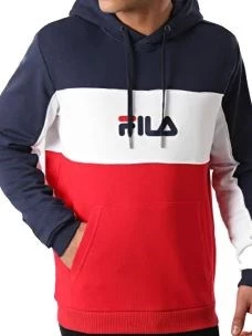 FILA ANALU BLOCKED HOODY FELPA UOMO IN COTONE GARZATO