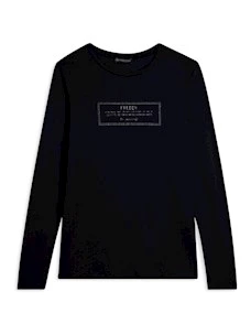 T-shirt donna lunga con spacchi e grafica brillante