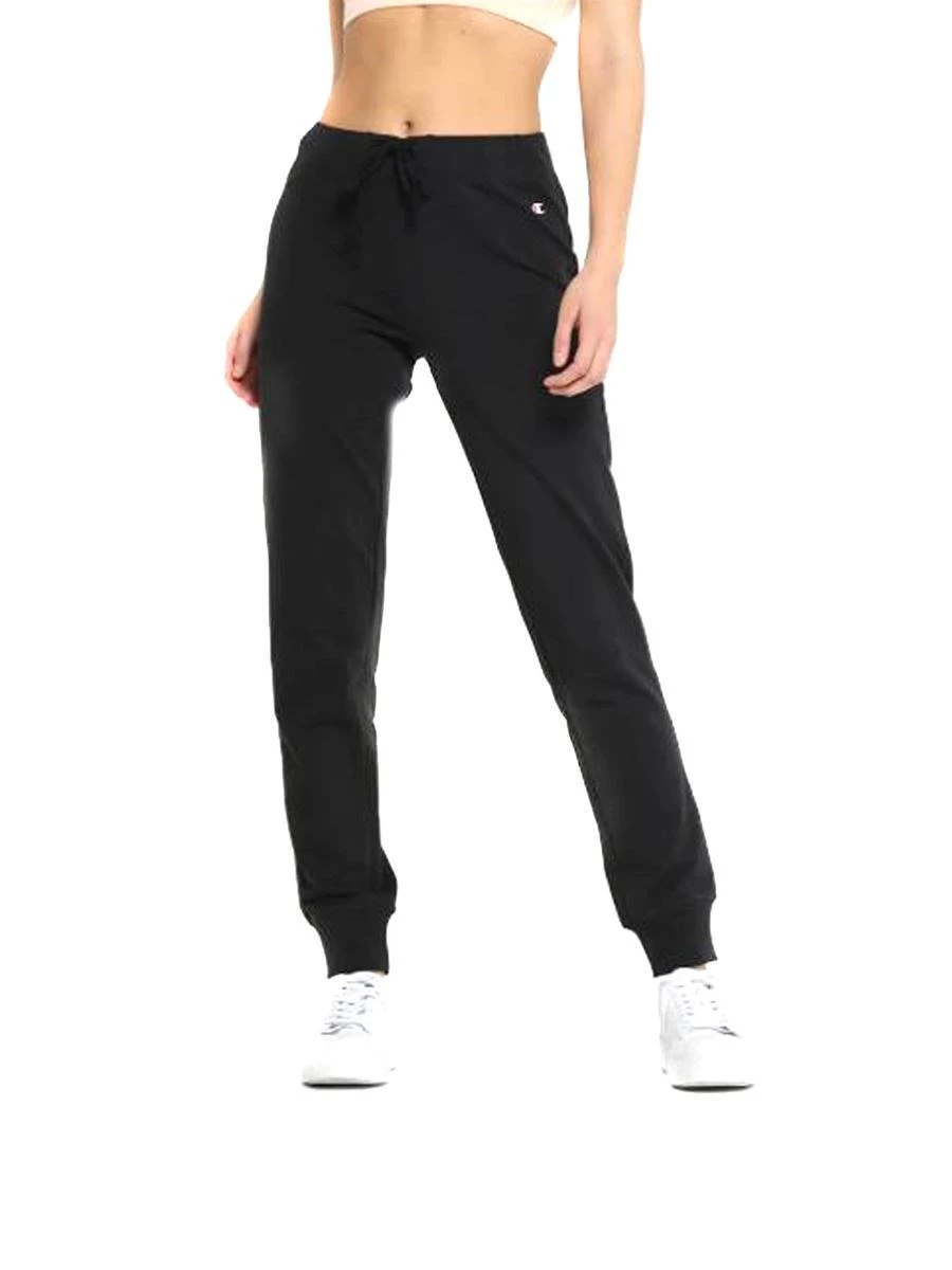 Champion Pantaloni in Spugna di Cotone Nero da Donna