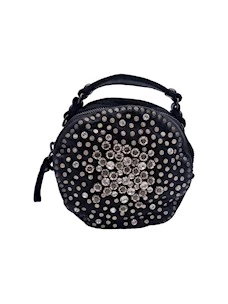 Minibag in pelle Campomaggi con borchie e strass