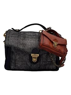 Borsa a Mano effetto craclè + minibag Aurora Campomaggi