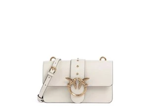 PINKO LOVE ONE MINI ST CL CALFSKIN WHITE SILK ANTIQUE GOLD