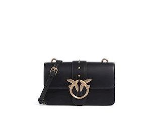 PINKO LOVE ONE MINI ST CL BLACK CALFSKIN ANTIQUE GOLD