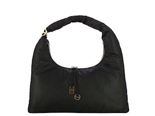 BORBONESE TWINNIE HOBO BAG LARGE DARK BLACK