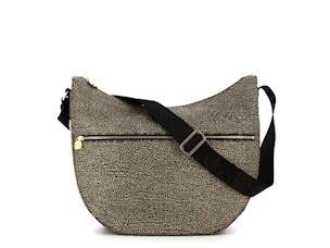 BORBONESE LUNA BAG MEDIUM OP NATURAL\BLACK