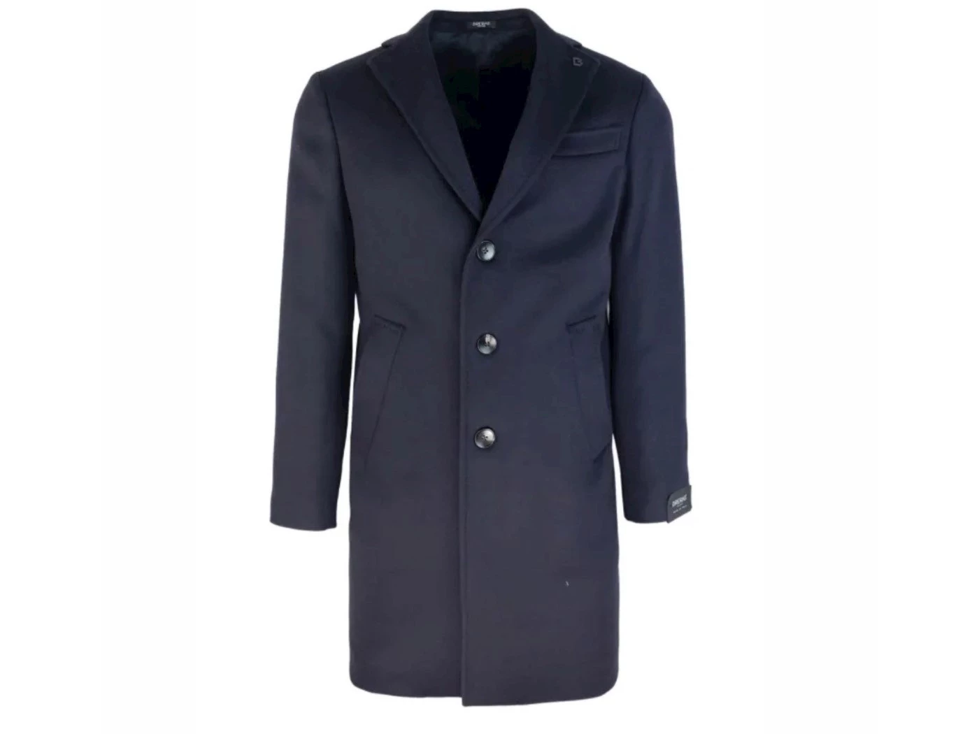 BRERAS NAVY SINGLE-BREASTED WOOL COAT