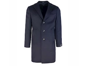 BRERAS NAVY SINGLE-BREASTED WOOL COAT