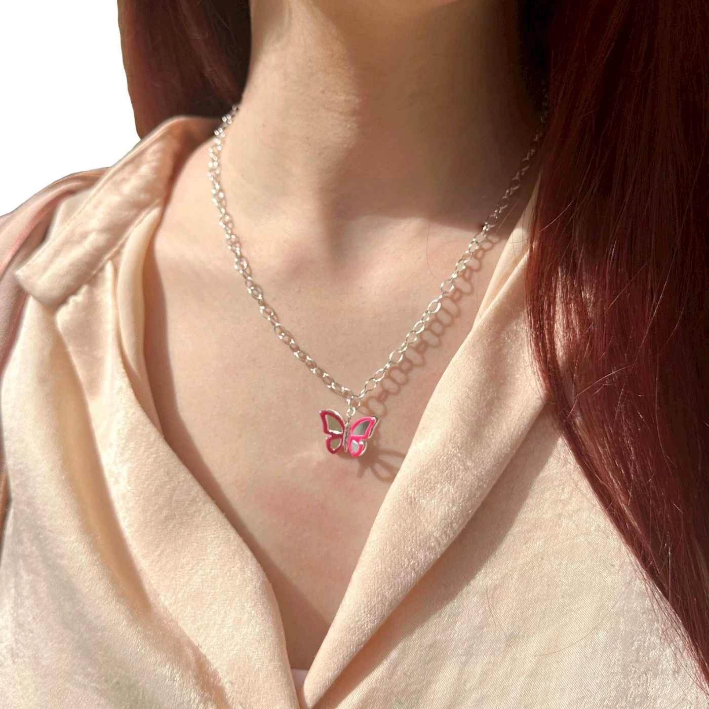 Collana 3D Farfalla smaltata Limited Edition Argentata