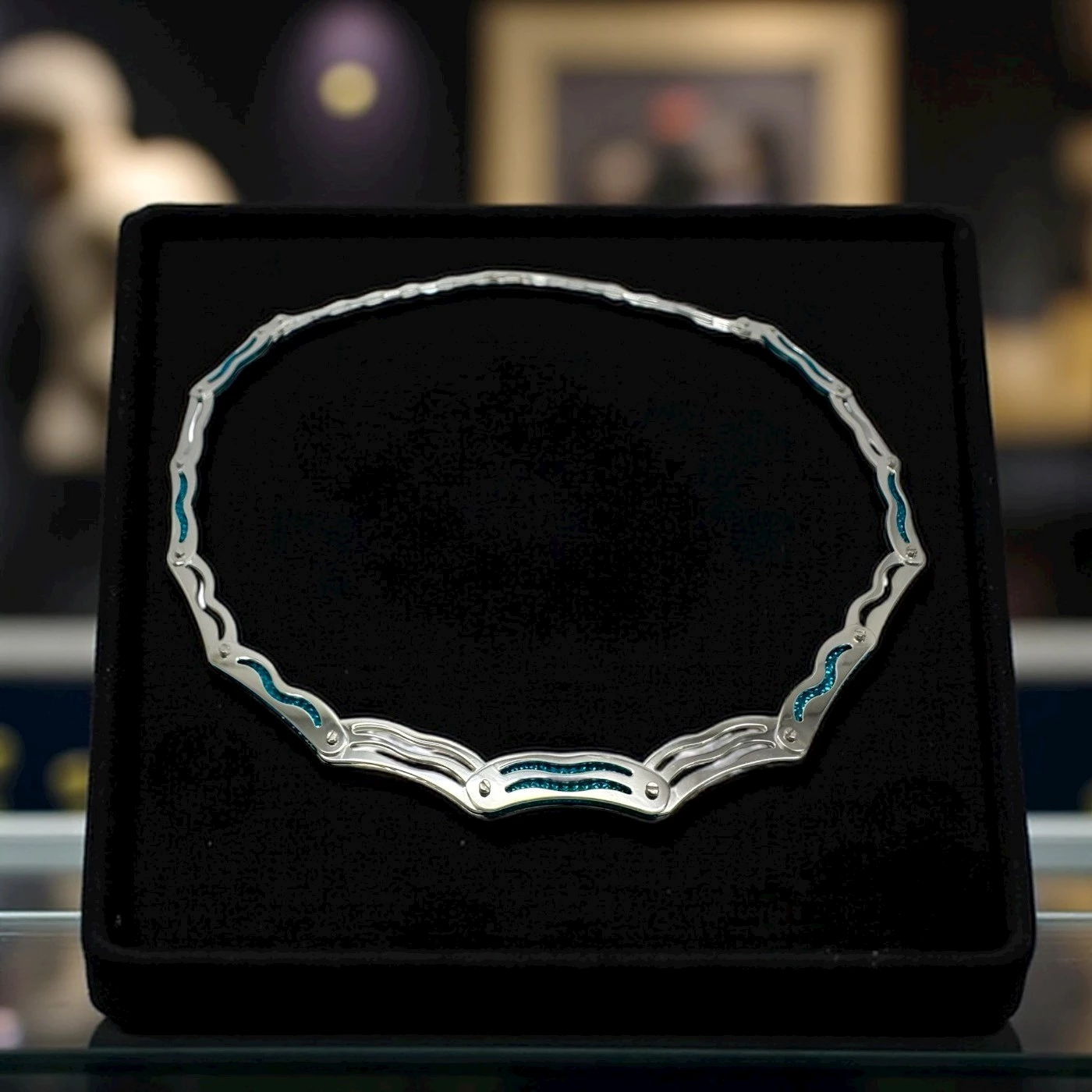 Collana uomo onde azzurro