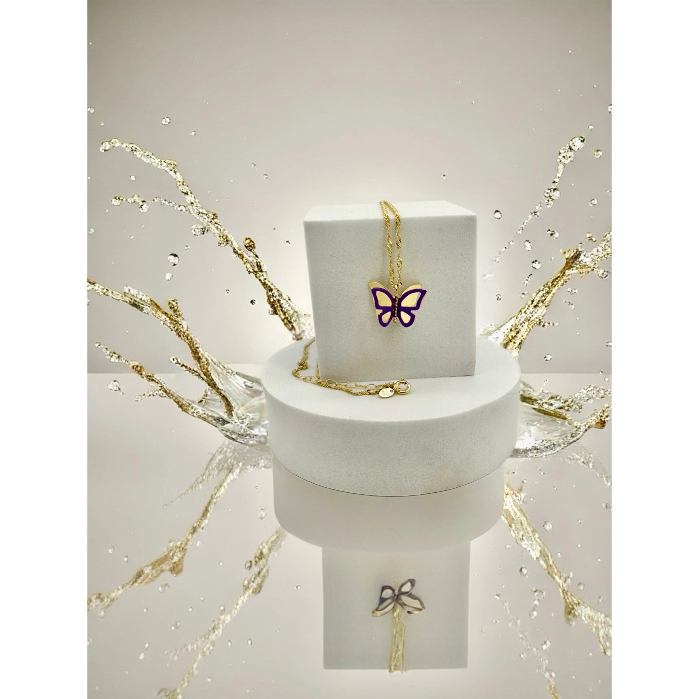 Collana Farfalla Lilla Placcata Oro giallo