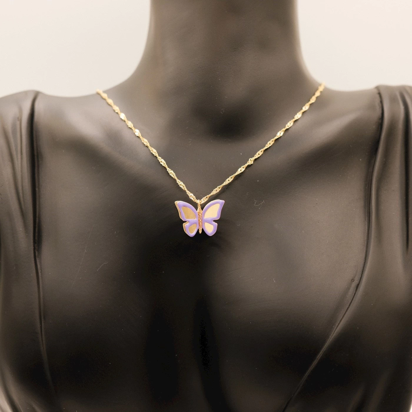 Collana Farfalla Lilla Placcata Oro giallo