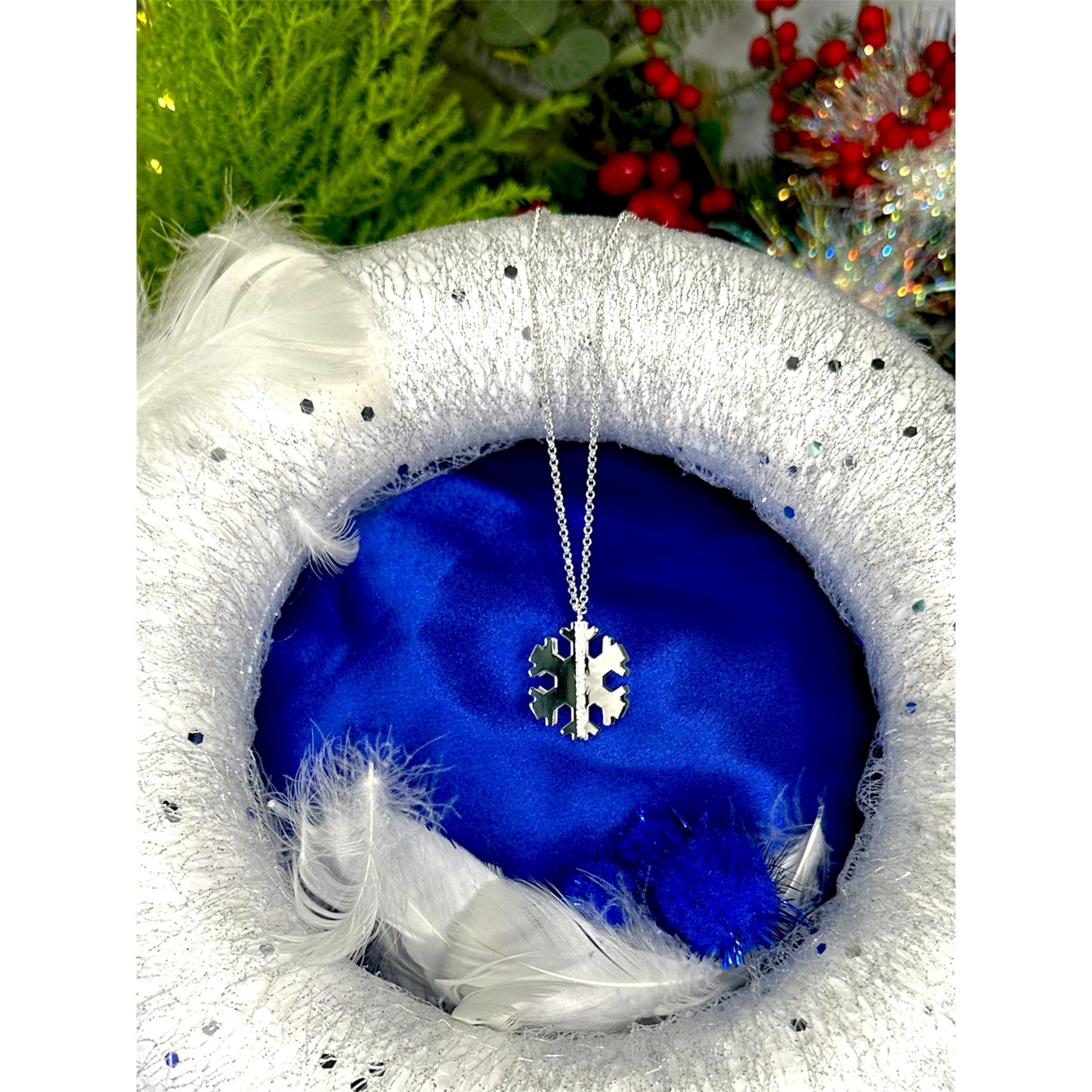 Collana 3D Fiocco di Neve Argentato