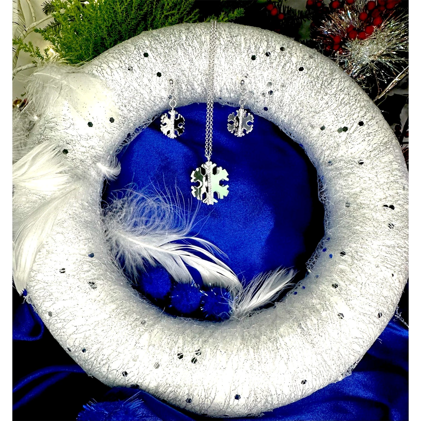 Collana 3D Fiocco di Neve Argentato