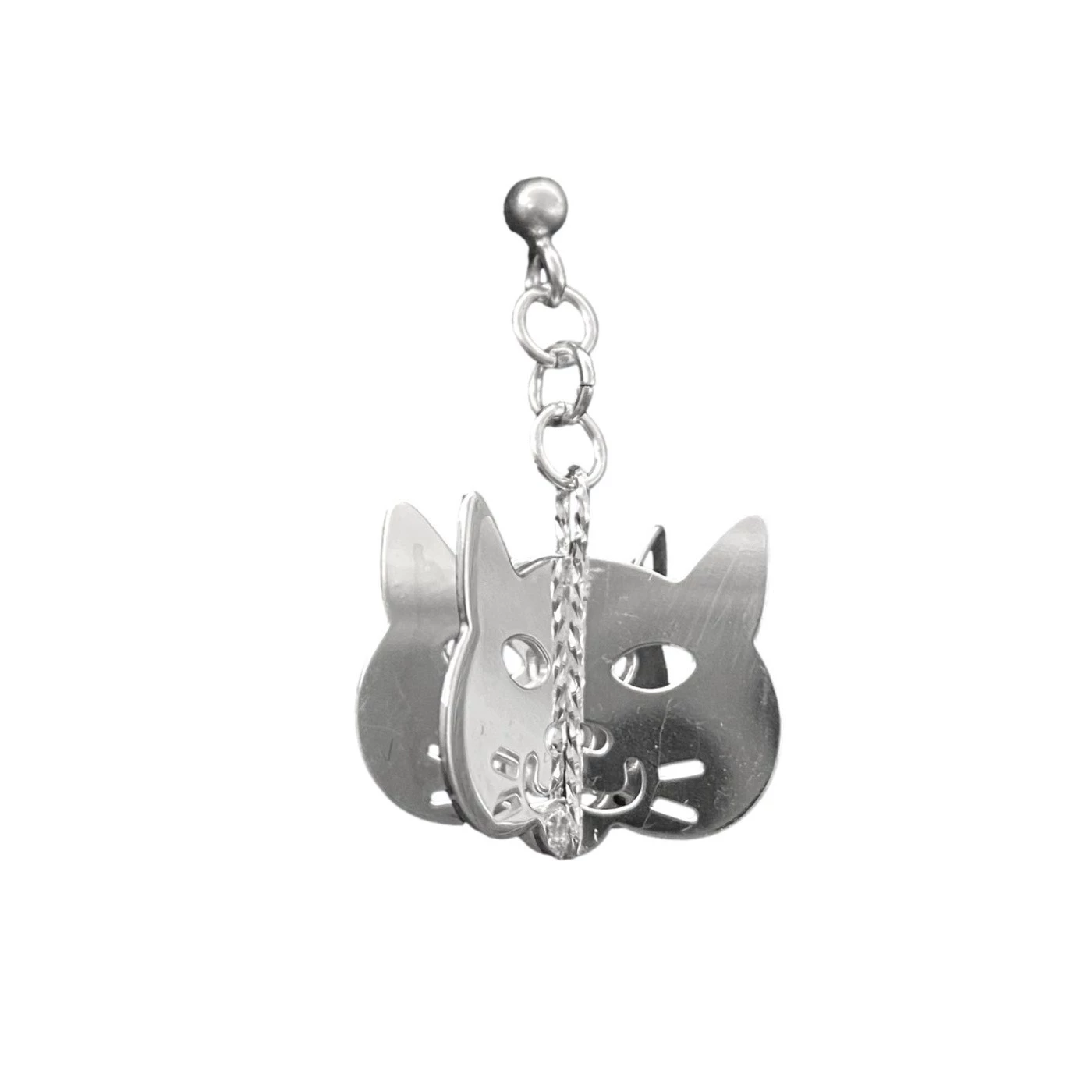 Orecchino 3D Gatto Argentato