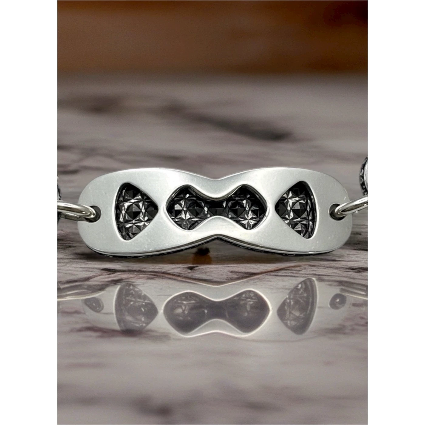 Bracciale uomo argento e nero