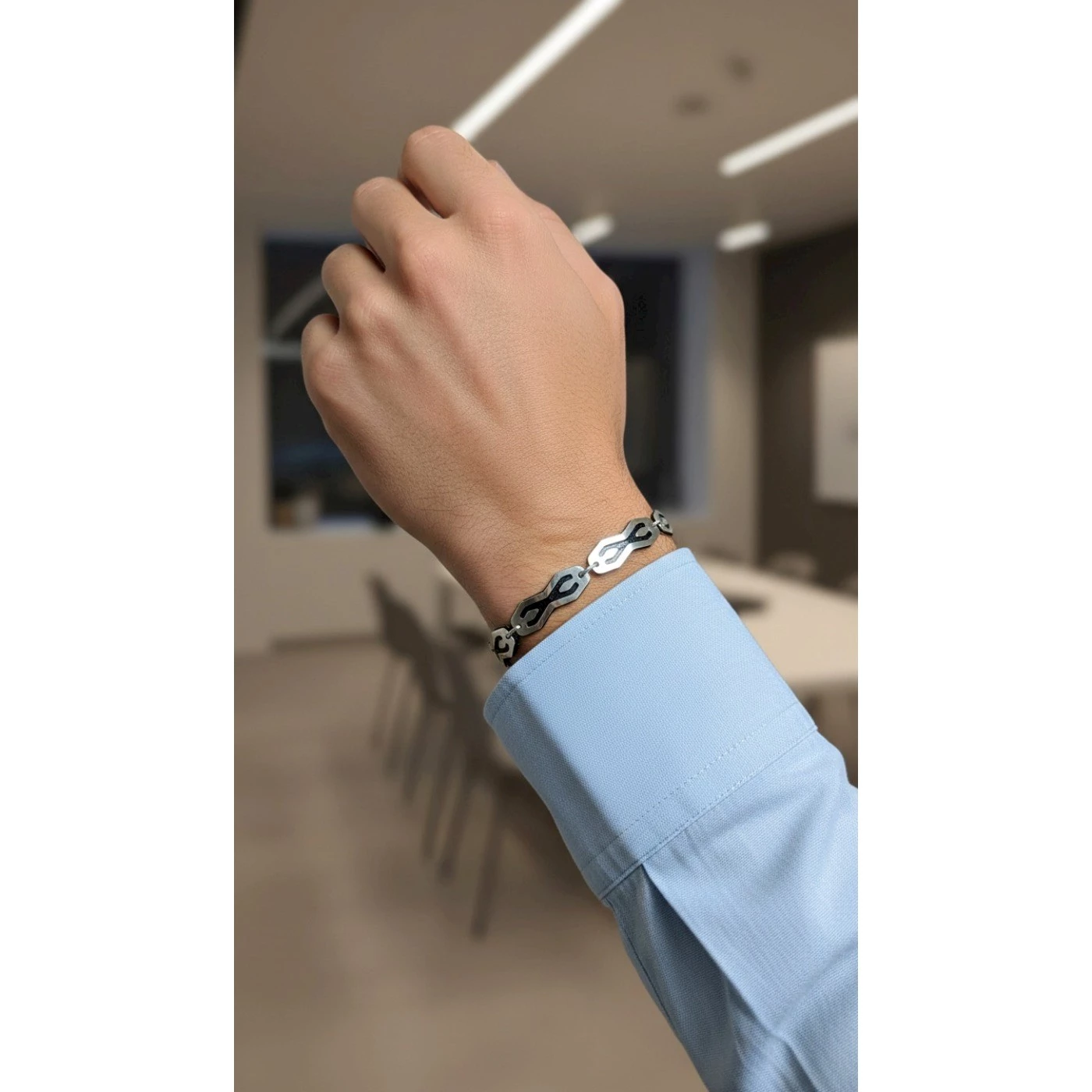 Bracciale uomo Argento e Nero