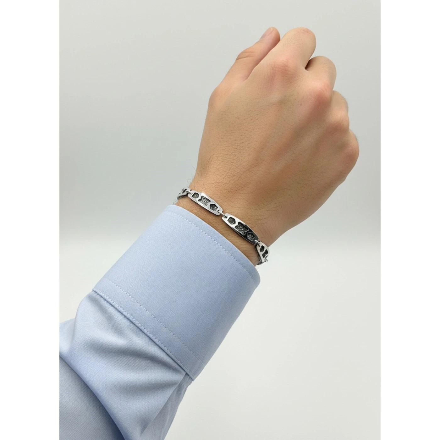 Bracciale uomo argentato e nero