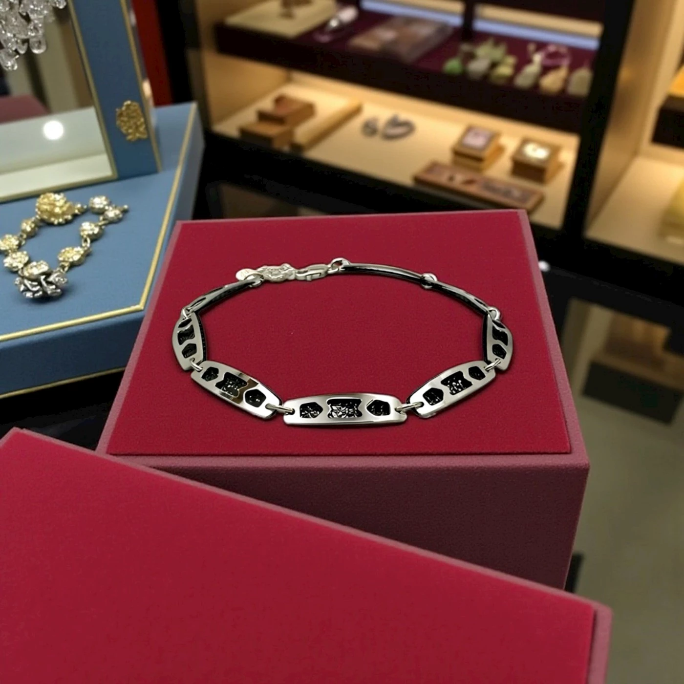 Bracciale uomo argentato e nero