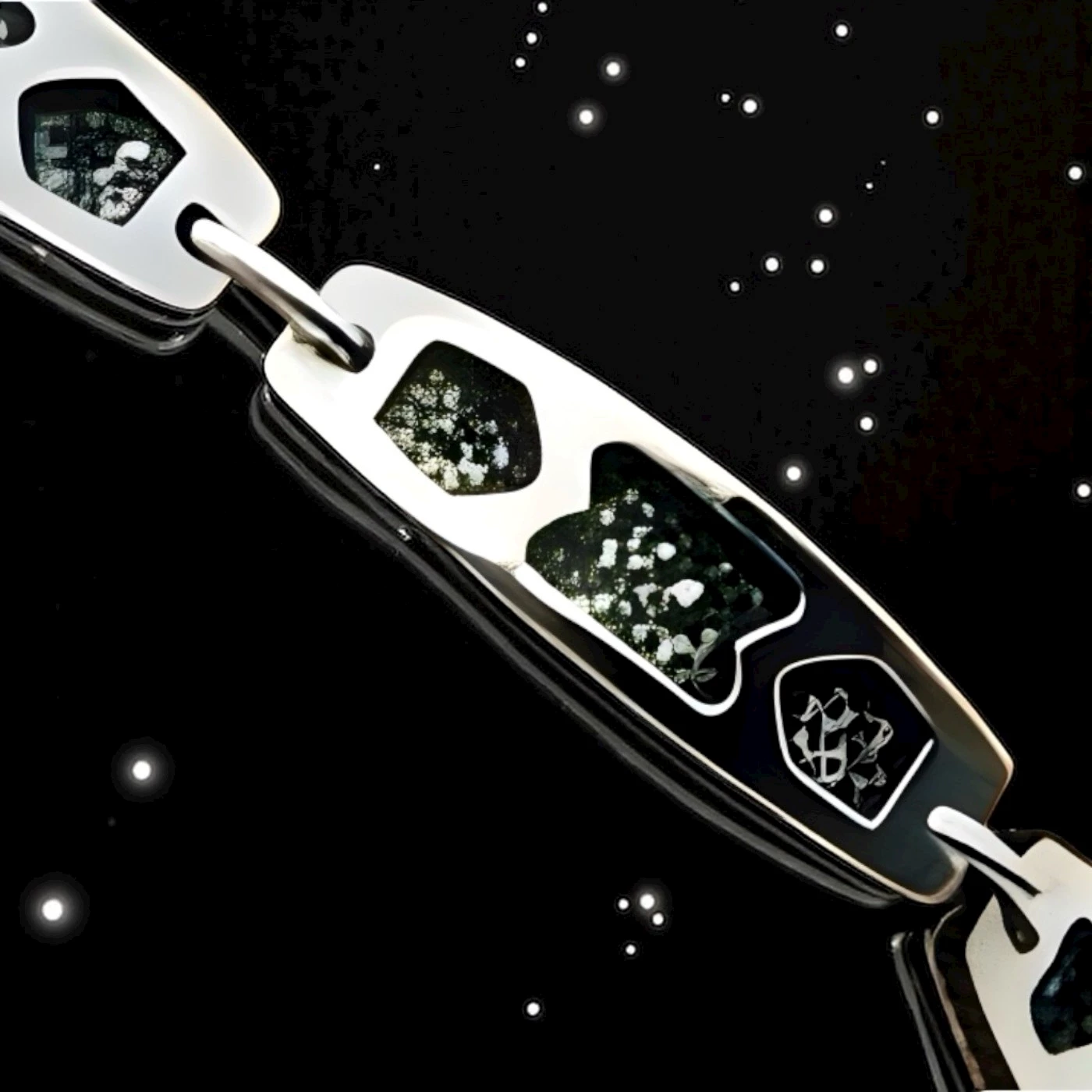 Bracciale uomo argentato e nero