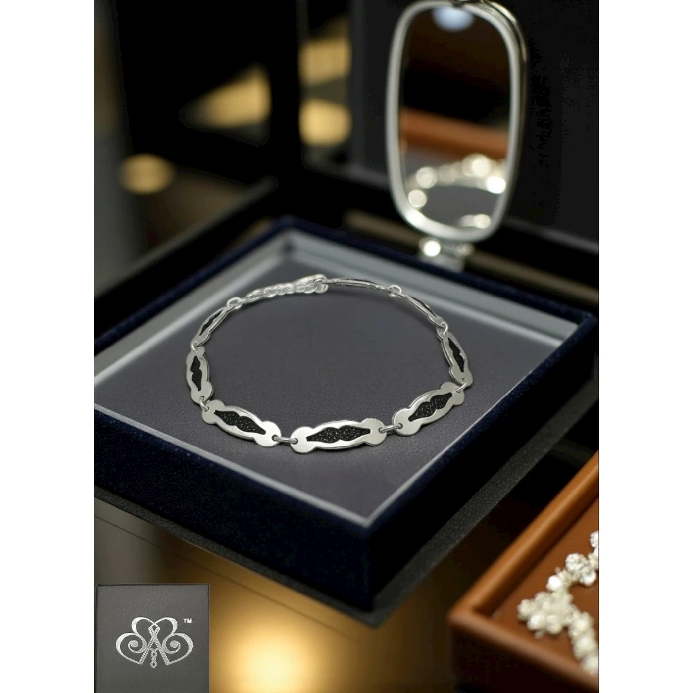 Bracciale Uomo Argentato e Nero