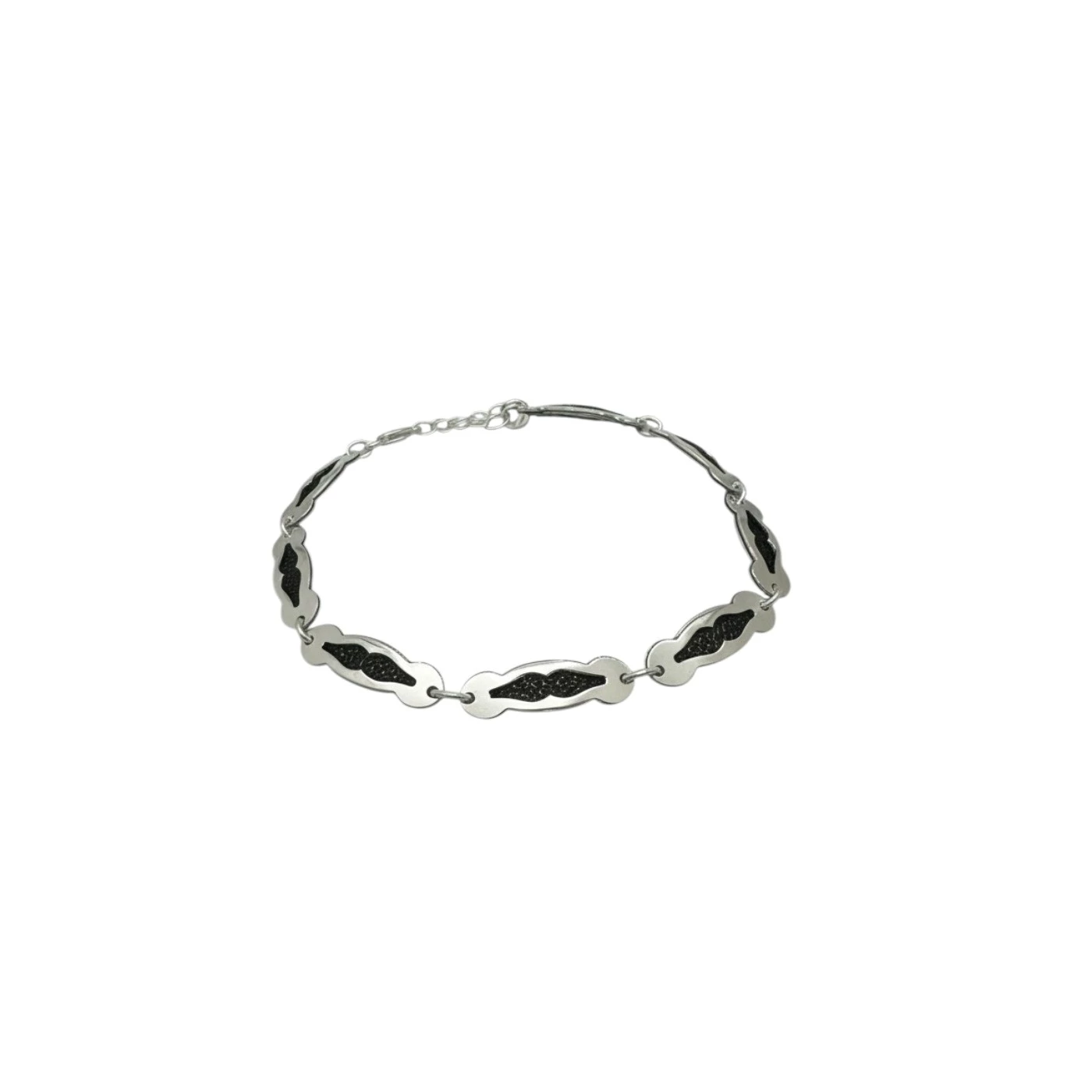 Bracciale Uomo Argentato e Nero