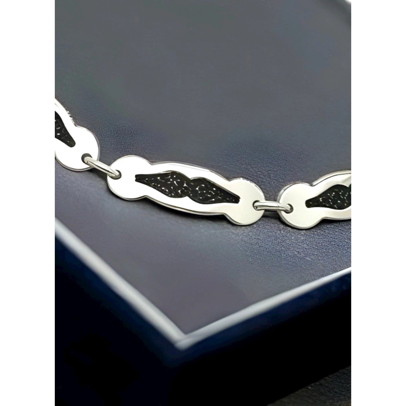 Bracciale Uomo Argentato e Nero