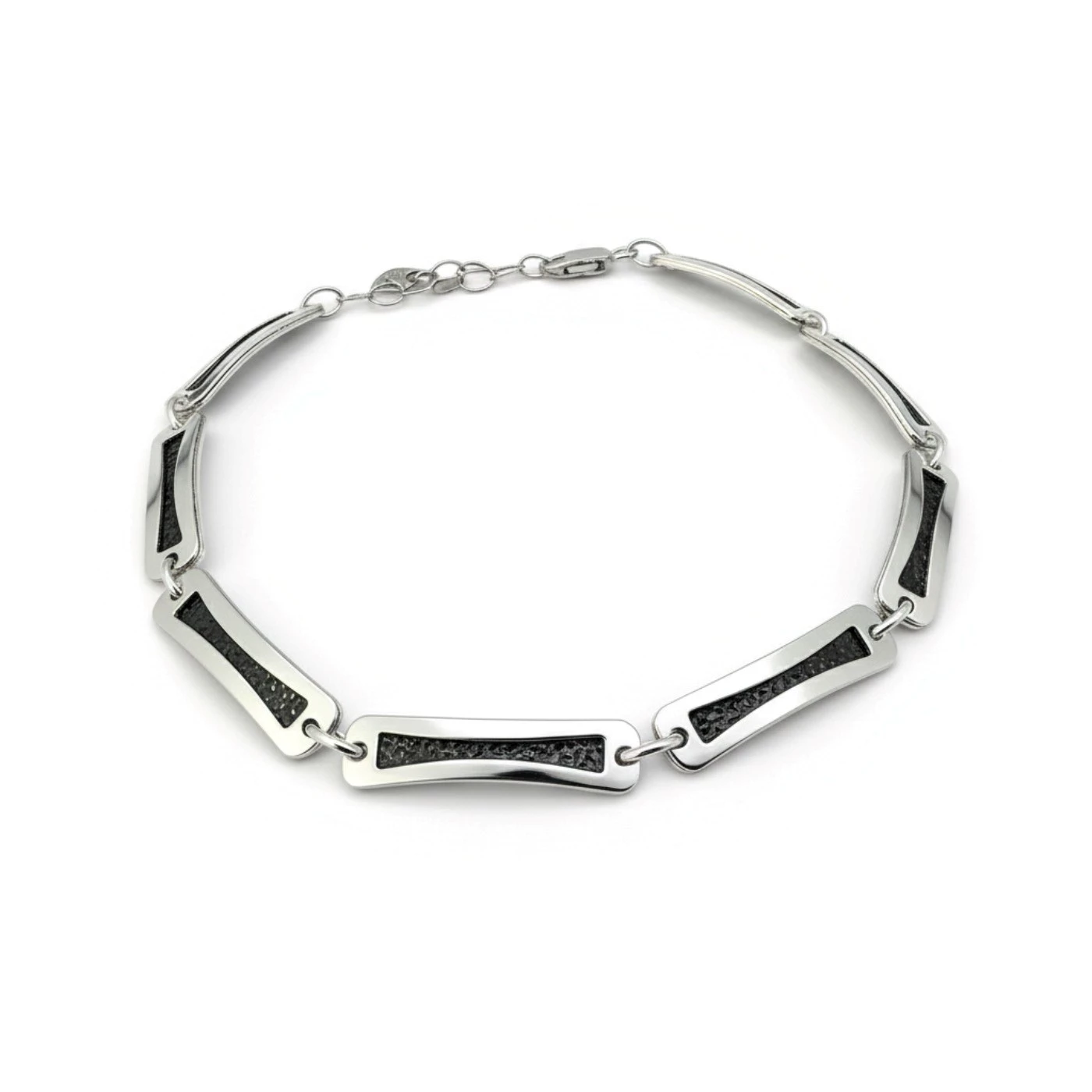 Bracciale uomo argento e nero