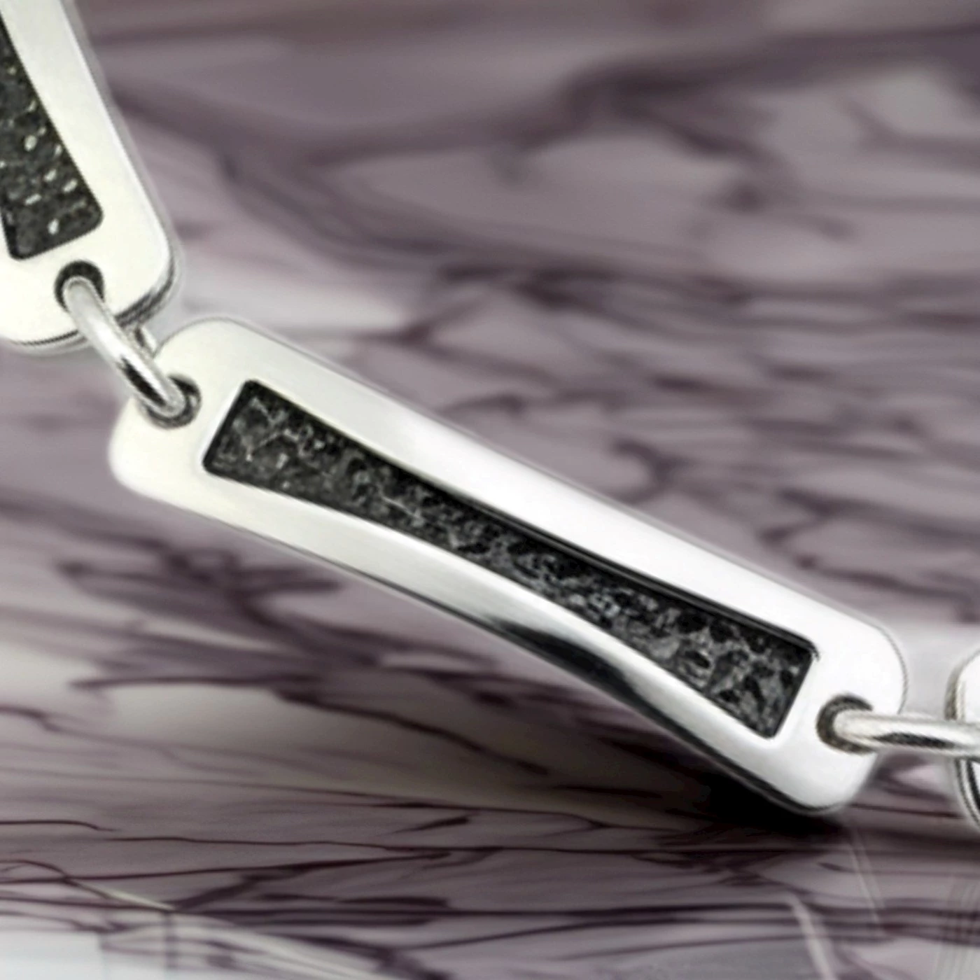 Bracciale uomo argento e nero