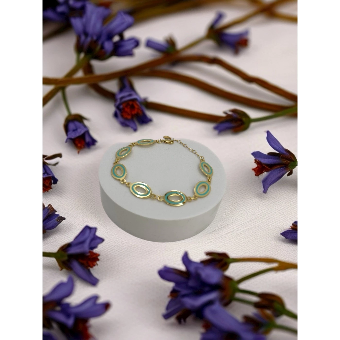 Bracciale Ovale Acquamarina Dorato