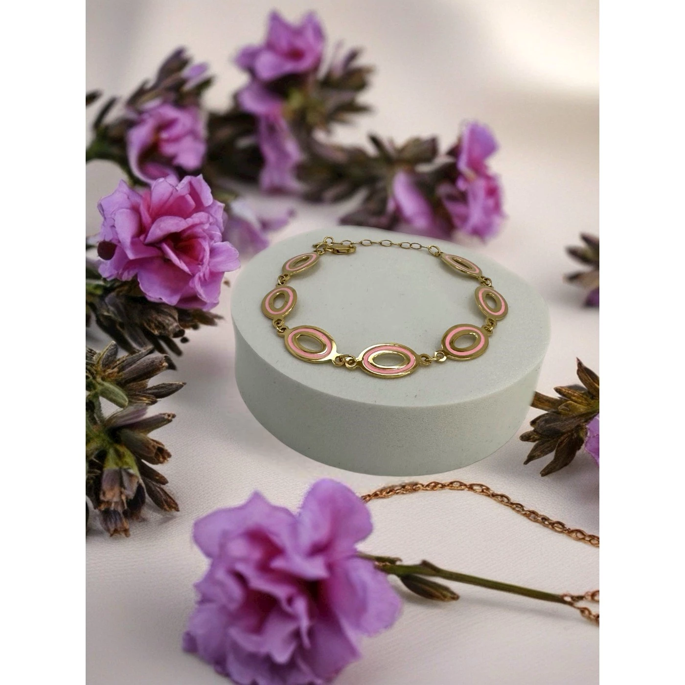 Bracciale Ovale Rosa Dorato