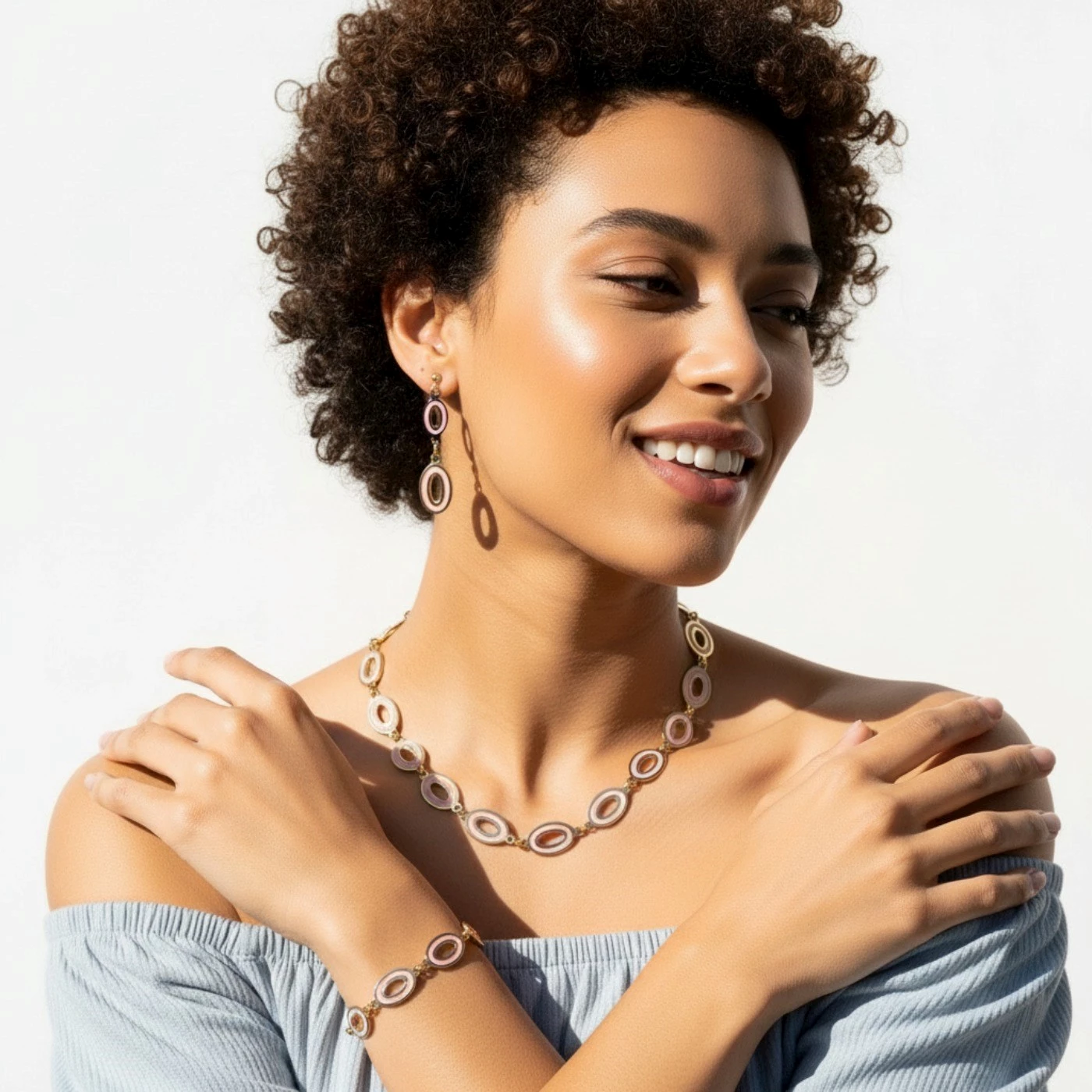 Bracciale Ovale Rosa Dorato