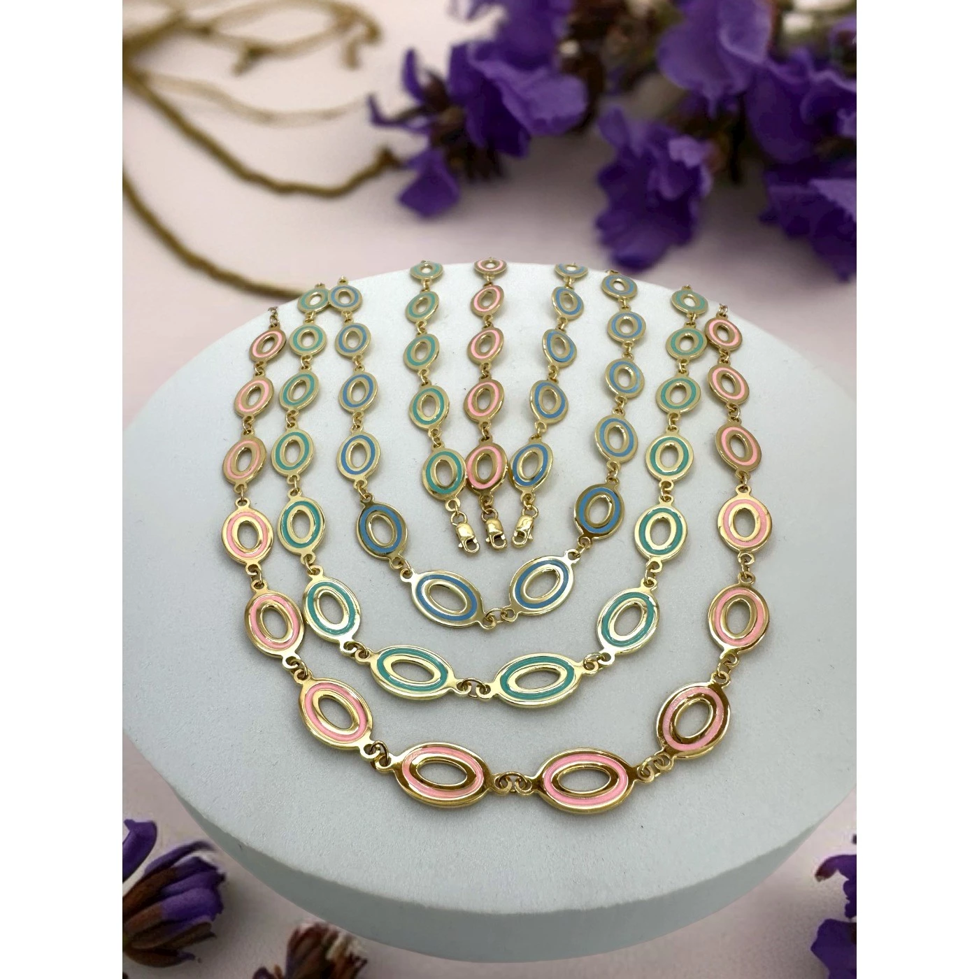 Bracciale Ovale Rosa Dorato